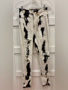 Aphrodite Black and White Distressed Tie-Dye Jeans